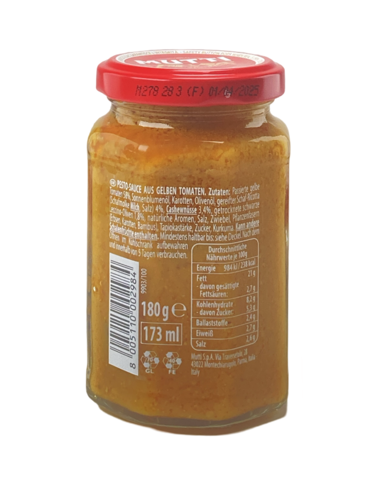 Pesto Giallo -aus gelben Tomaten- Mutti 180g