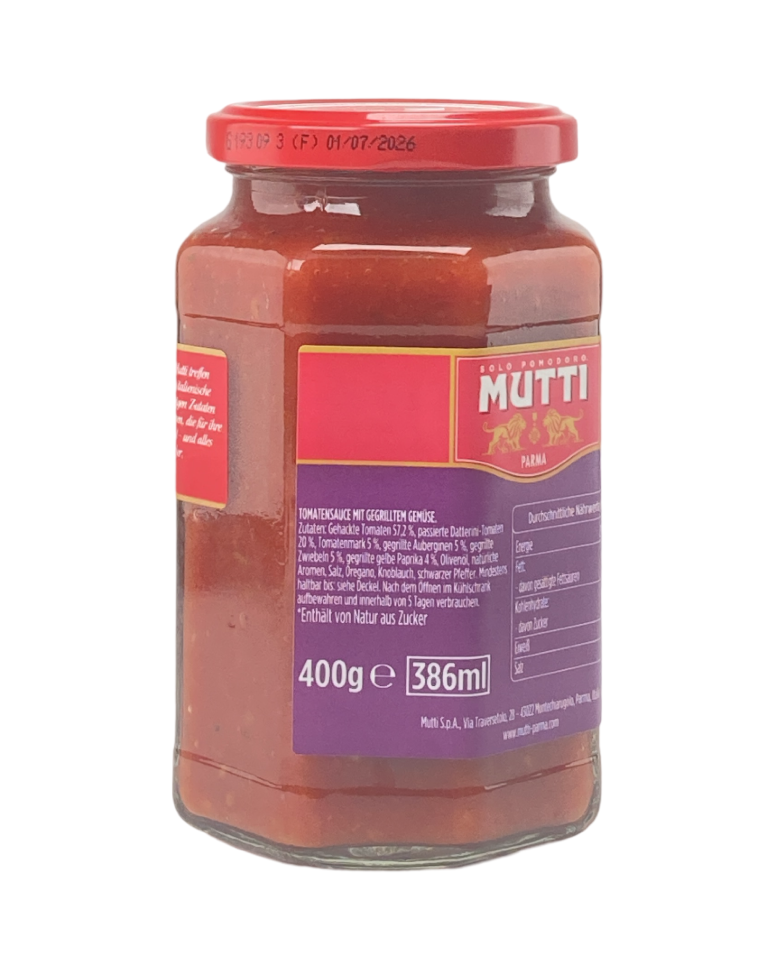 Pastasoße mit Datteltomaten und gegrilltem Gemüse Mutti 400g